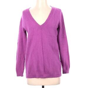 Lands' End Canvas‎ Sweater Fuchsia Pink V-Neck Knit Angora Blend Women's X-Small